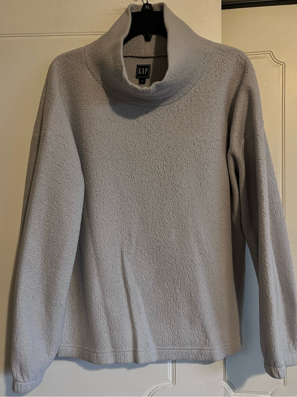 GAP Women's Light Lavender Gray Fleece Turtleneck Sweater XL